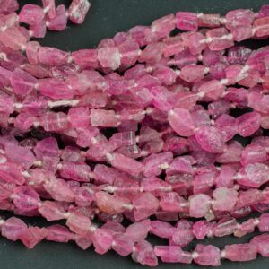 Natural New Organic Cut Matte Rough Raw Unpolished Pink Tourmaline Nugget Beads 15.5" Strand Gemstone Beads