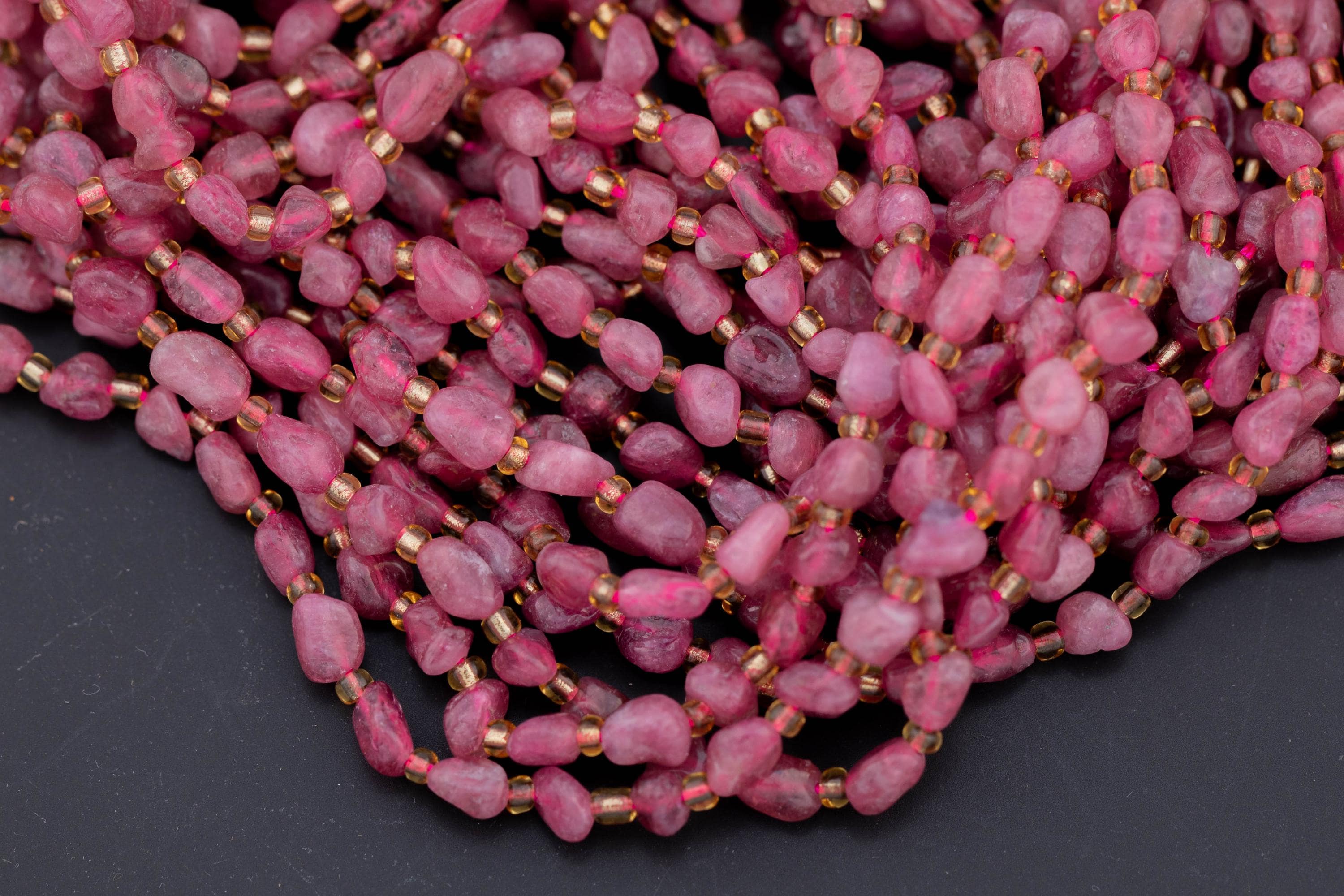 Natural Pink Tourmaline Nuggets Beads -16 Inch Strand - Wholesale Pricing Aaa Quality- Full 16 Inch Strand Gemstone Beads