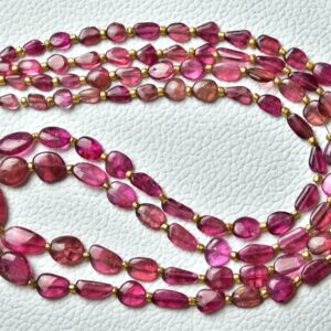 Natural Pink Tourmaline Plain Nugget Beads 4x5mm to 7x9mm Smooth Tourmaline Beads Gemstone Beads Necklace Beads 16 Inch Strand No4546