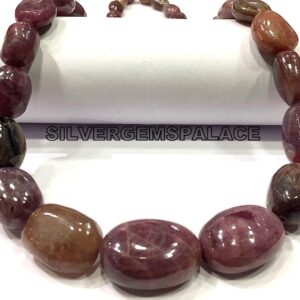 Natural Pink Tourmaline Smooth Nuggets Beads Tourmaline Gemstone Beads Tourmaline Beads Necklace Polished Tourmaline Nuggets Necklace 20”