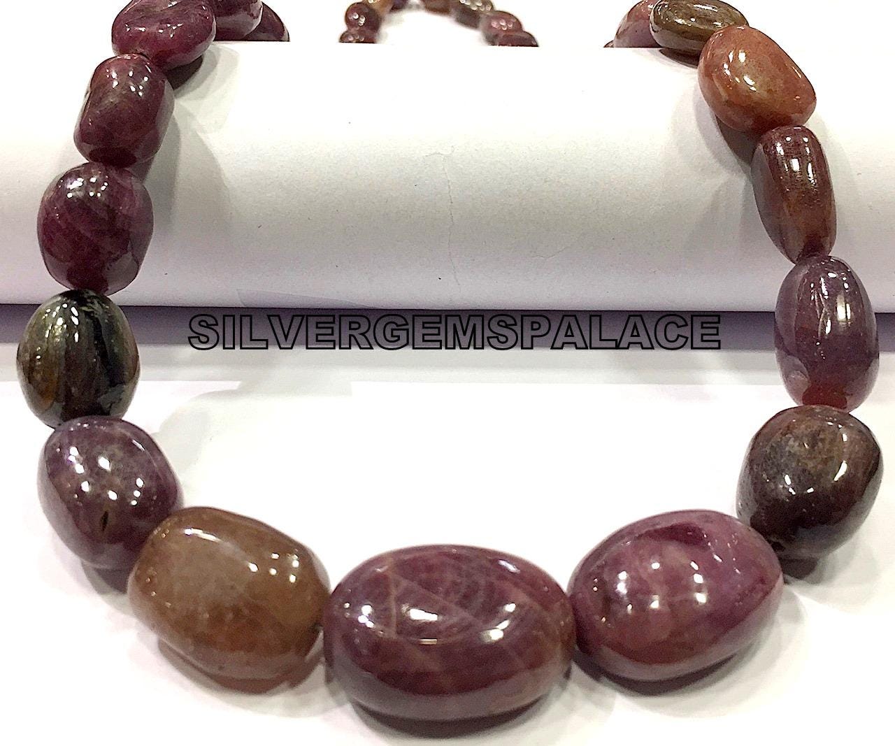 Natural Pink Tourmaline Smooth Nuggets Beads Tourmaline Gemstone Beads Tourmaline Beads Necklace Polished Tourmaline Nuggets Necklace 20”