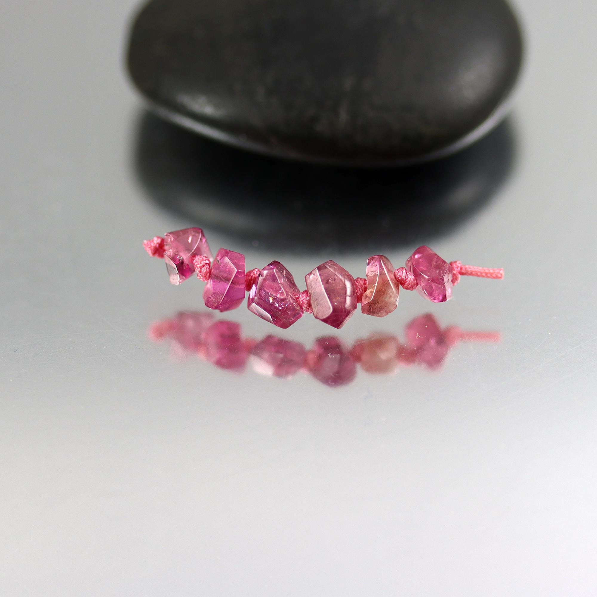 Pink Tourmaline Nugget Beads - Set Of 6 - 5mm