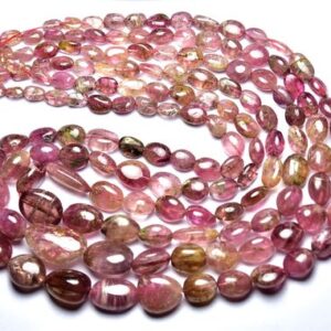 Pink Tourmaline Nuggets Beads - 15 inches - Natural Smooth Tourmaline Smooth Nuggets - Size is 6 - 13 mm #2277