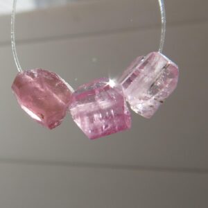 Raw Pink Tourmaline Crystals 5-7mm Beads-3 Pcs Gemstone -pendant Jewelry Making-focal Craft Natural Beads