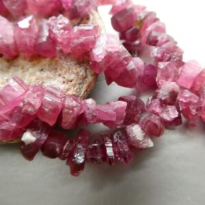 Raw Pink Tourmaline Crystals 7-9mm Beads -4in Strand Gemstone- Jewelry Making-natural Craft Beads