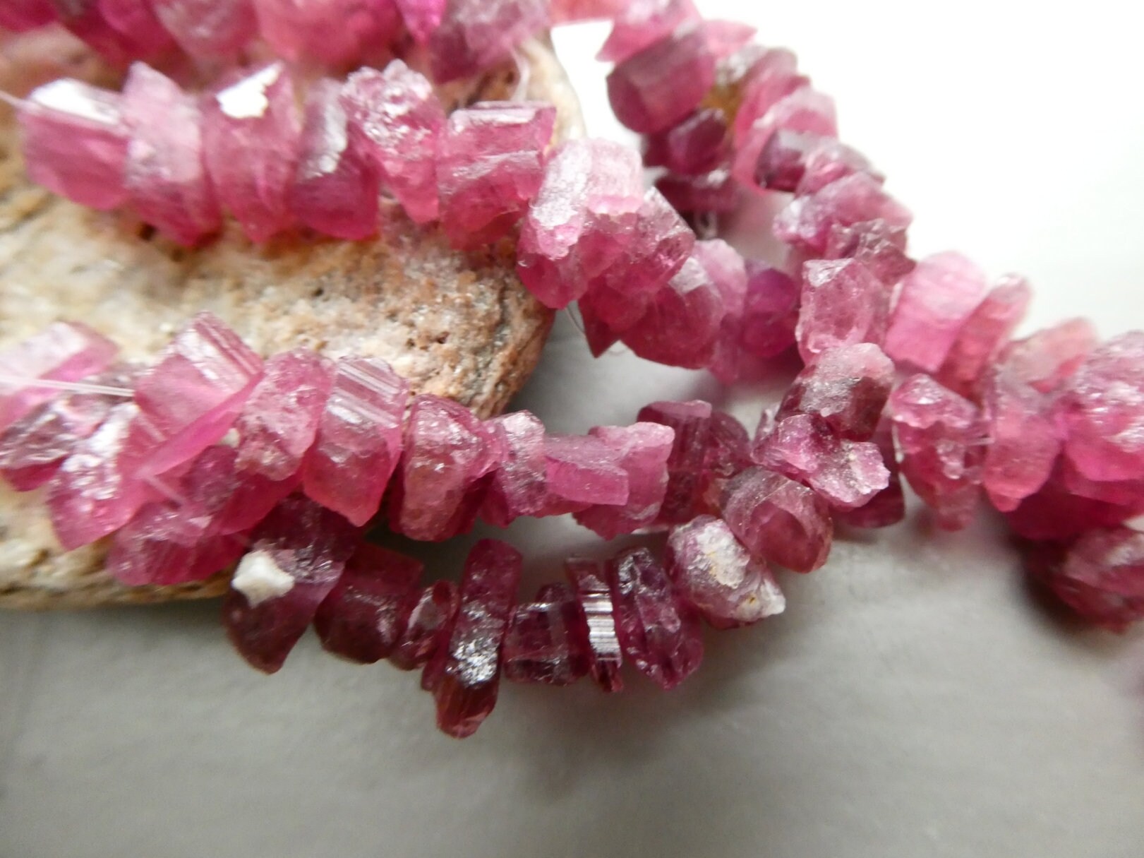 Raw Pink Tourmaline 7-9mm Crystal Beads -4in Strand Gemstone- Jewelry Making-natural Craft Beads Raw Pink Tourmaline 7-9mm Crystal Beads -4in Strand Gemstone- Jewelry Making-natural Craft Beads