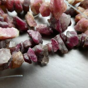 Raw Rubellite Tourmaline 8-20mm Crystal Beads- 4in Strand Natural Gemstone -craft Beads-jewelry Making