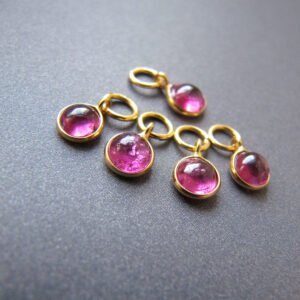 Pink Tourmaline 18k Gold Hoop Earring Charm Dangle • 5mm Natural Rubellite • 4mm Closed Jump Ring With 3.10mm Hole