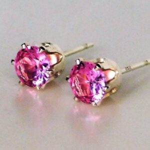 Pink Tourmaline 4mm Stud Earrings: Second Hole Studs, October Birthstone