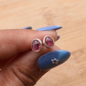 Pink Tourmaline 925 Sterling Silver Stud Earring ~ October Birthstone Jewelry