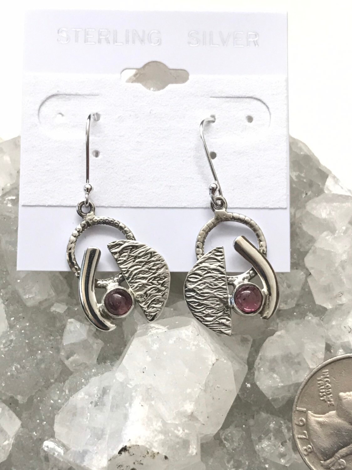 Abstract Pink Tourmaline Earrings