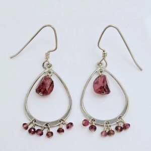 Pink Tourmaline and Sterling Silver Chandelier Earrings