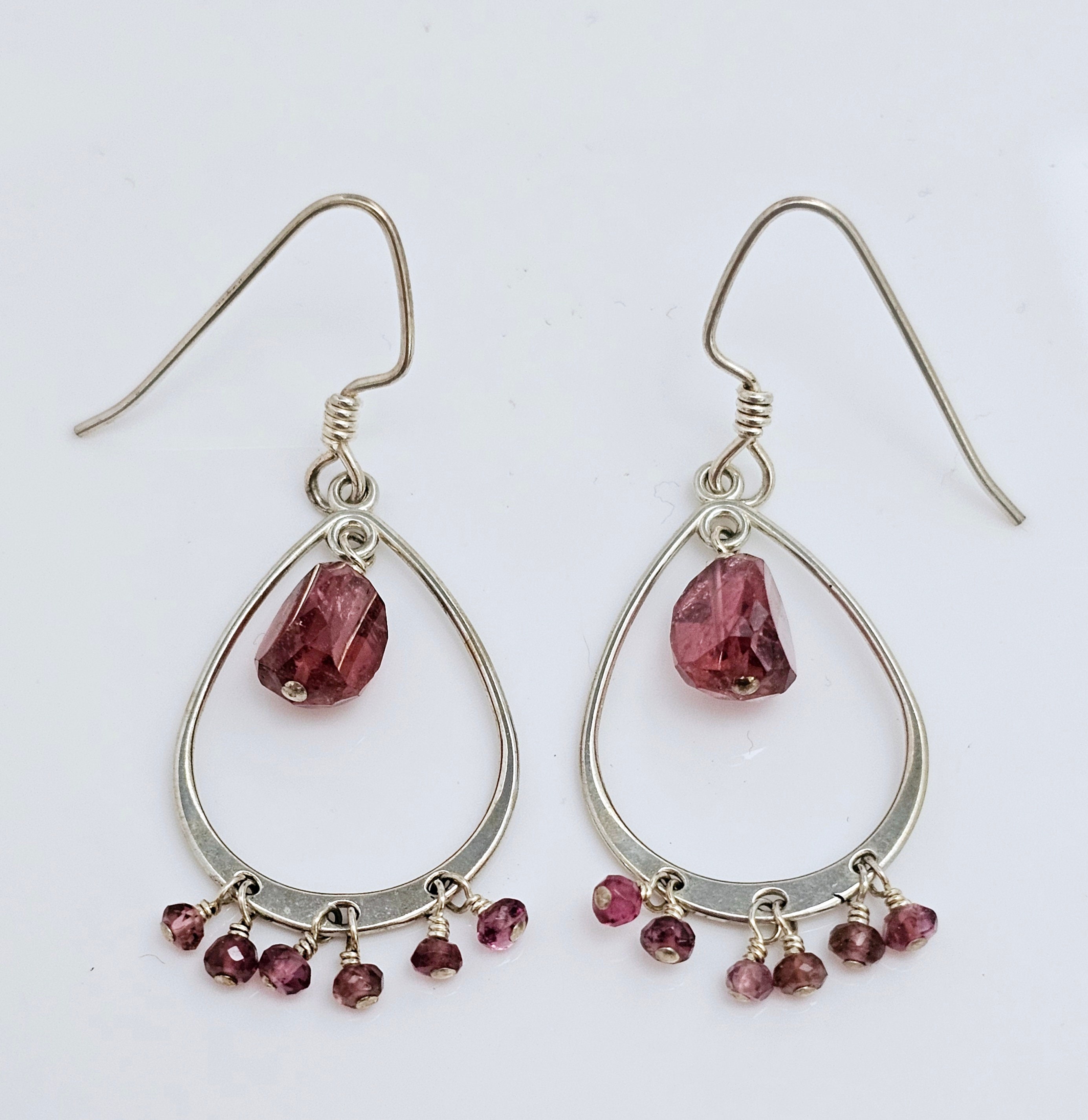 Pink Tourmaline And Sterling Silver Chandelier Earrings