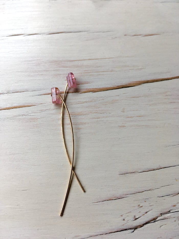 Pink Tourmaline Arc Earrings: 14k Gold Filled Modern Studs Pink Tourmaline Arc Earrings: 14k Gold Filled Modern Studs