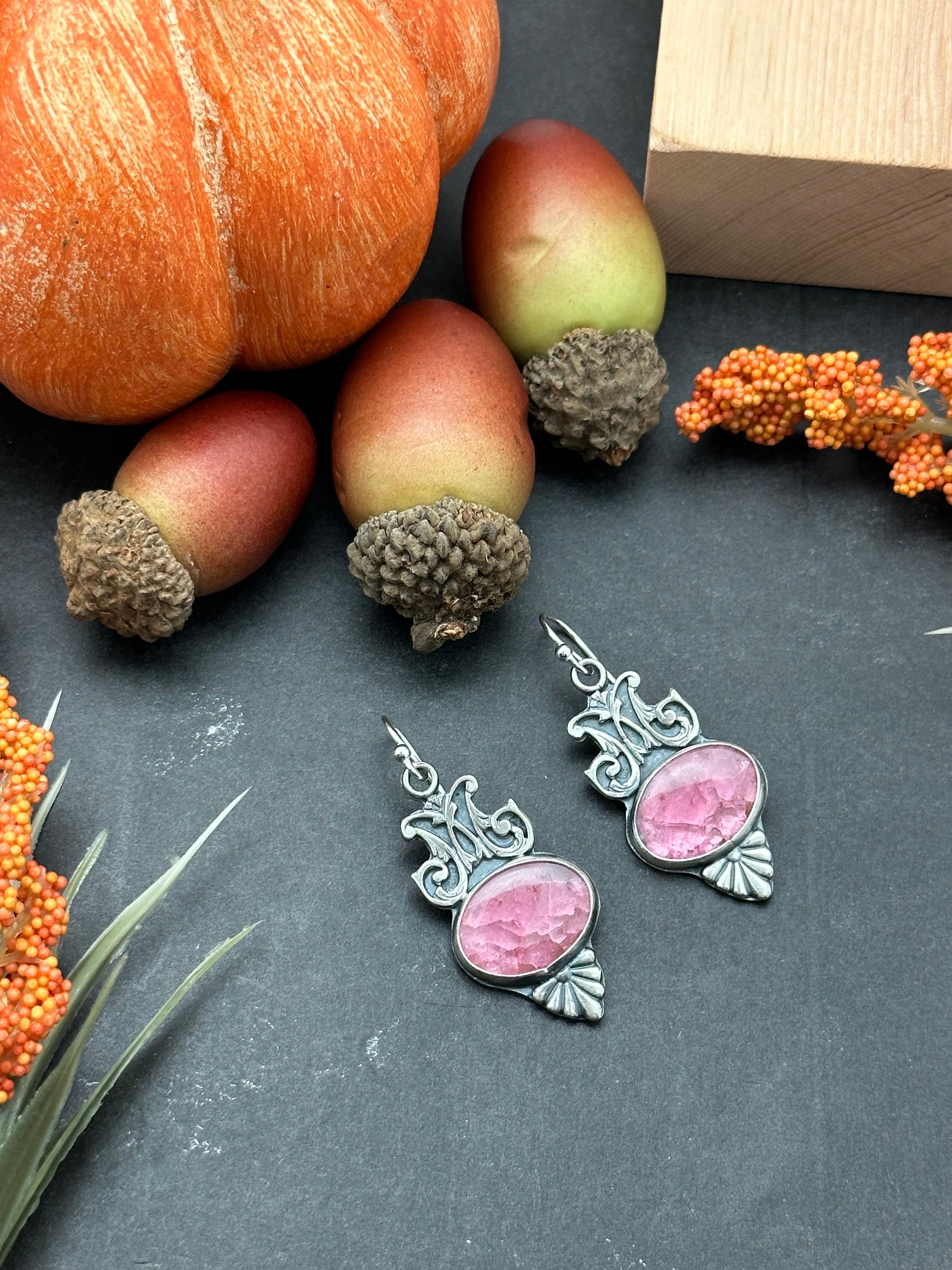 Pink Tourmaline Artisan Earrings