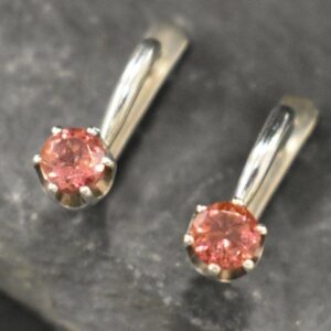 Pink Tourmaline Earrings, Dainty Pink Earrings, October Birthstone, Pink Studs, Simple Earrings, October Earrings, Solid Silver Earrings