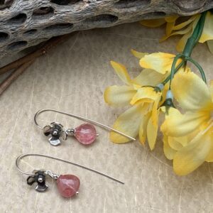Pink Tourmaline Flower Earrings