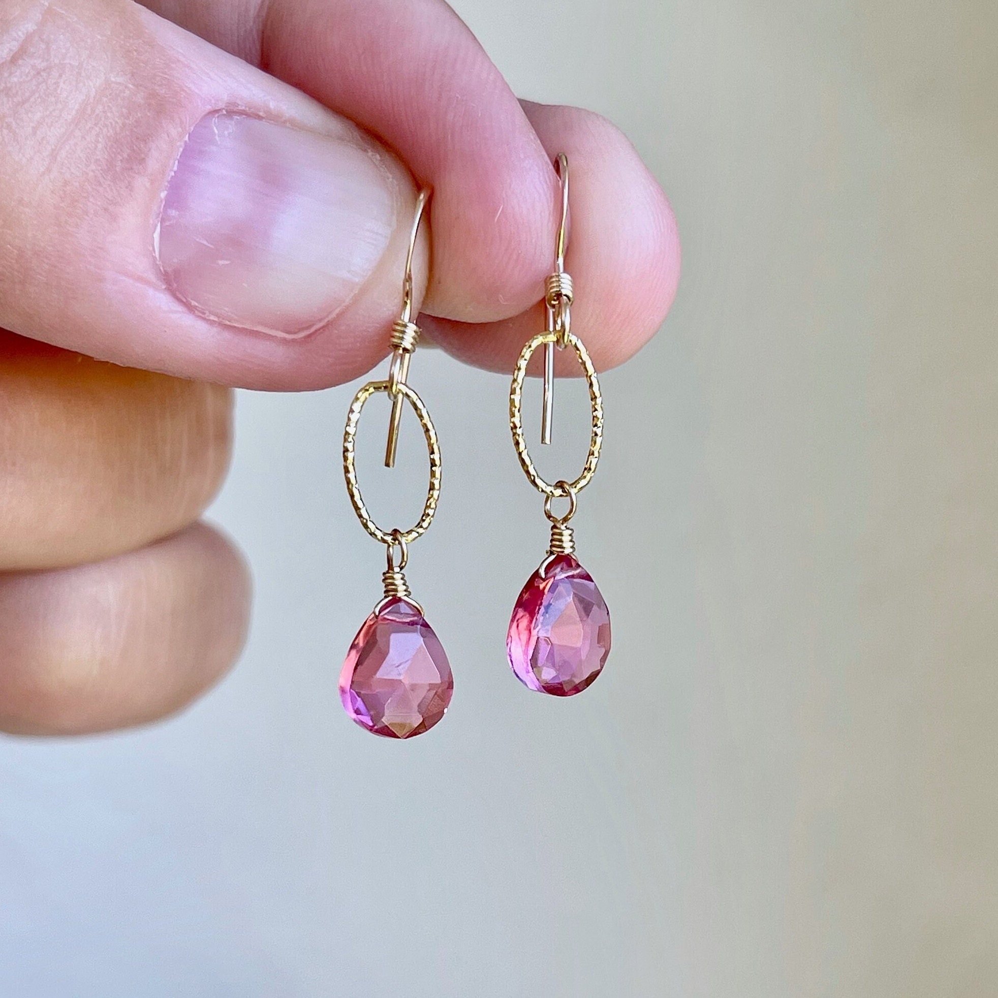 Pink Tourmaline Earrings, Hot Fuchsia Gold Earrings, October Birthstone, Simple Everyday Tiny Dangle Earrings, Dainty Delicate Gift For Her. Pink Tourmaline Earrings, Hot Fuchsia Gold Earrings, October Birthstone, Simple Everyday Tiny Dangle Earrings, Dainty Delicate Gift For Her.