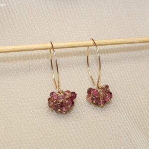Pink Tourmaline Earrings, Pink Tourmaline Jewelry, Cluster Gemstone Earrings, October Birthstone