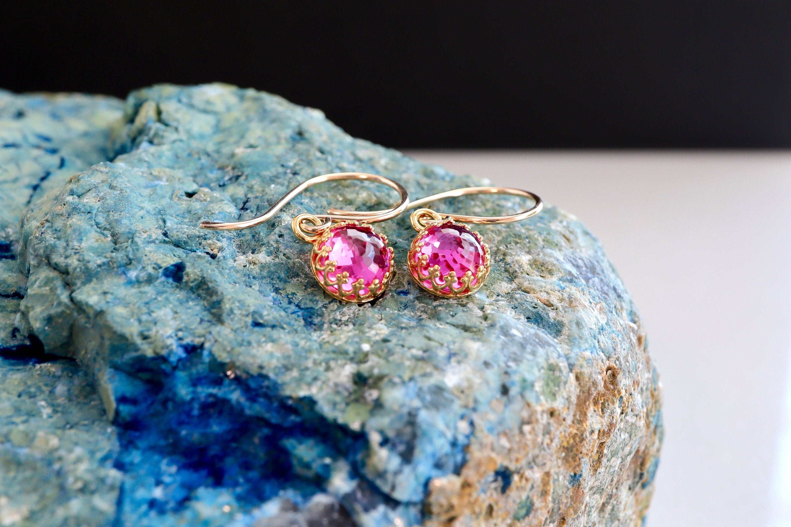 New Pink Tourmaline Royal Earrings | 14kt Gold Filled Or Sterling Silver October Birthstone | October Birthday Jewelry Gift For Her New Pink Tourmaline Royal Earrings | 14kt Gold Filled Or Sterling Silver October Birthstone | October Birthday Jewelry Gift For Her