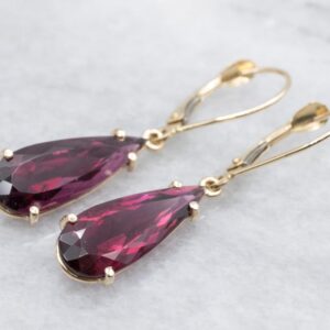 Pink Tourmaline Pear-Cut 14K Yellow Gold Drop Earrings
