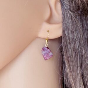 Raw Pink Tourmaline Earrings: Sterling Silver, October Birthstone