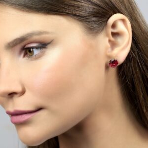 Pink Tourmaline Round Stud Earrings · Diamond Cut Earrings · 18k Gold Vermeil Vintage Gemstone Earrings · Dainty October Birthstone Earrings