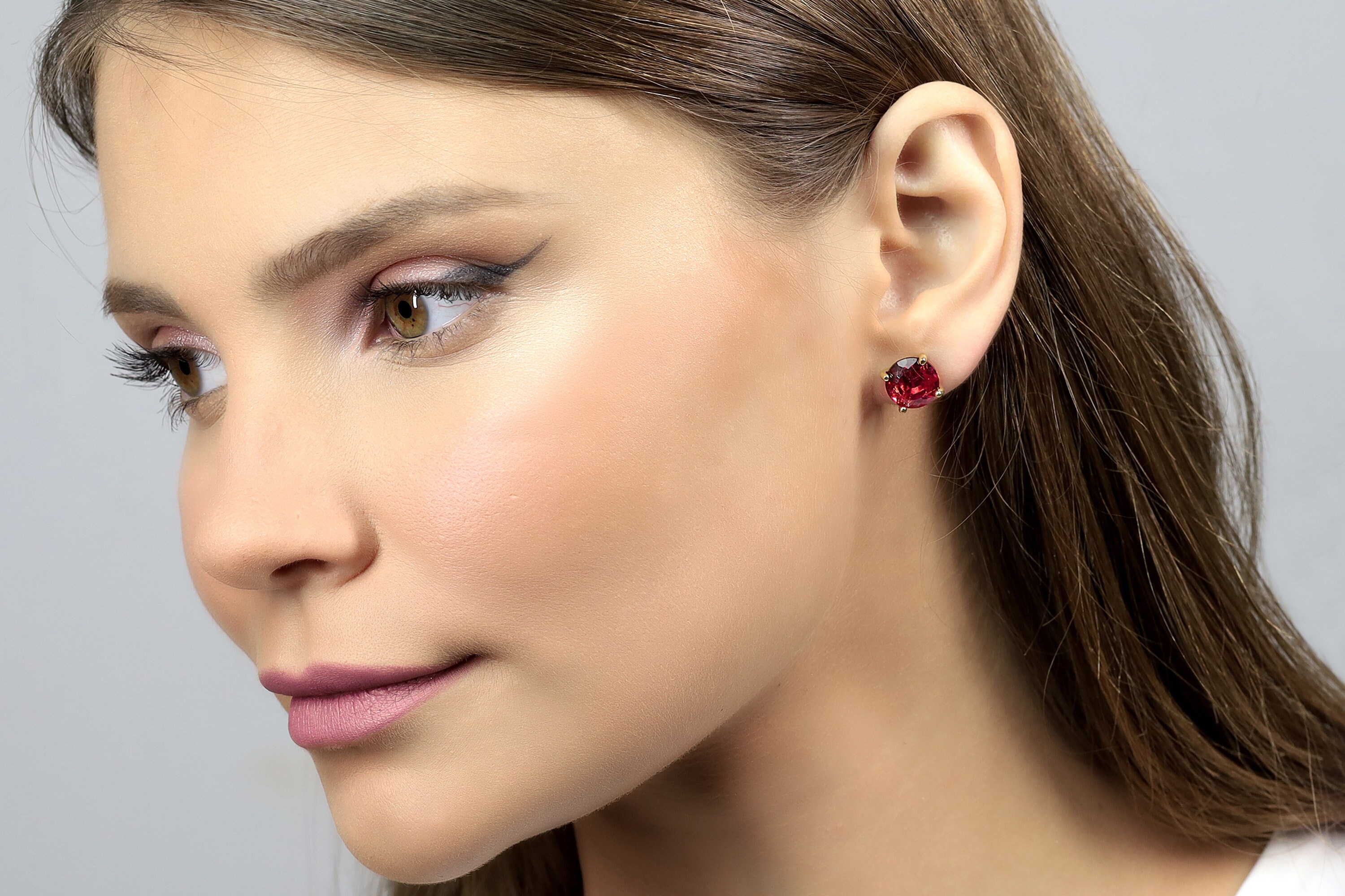Pink Tourmaline Round Stud Earrings · Diamond Cut Earrings · 18k Gold Vermeil Vintage Gemstone Earrings · Dainty October Birthstone Earrings