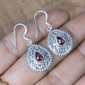 Pink Tourmaline Sterling Silver Hook Earrings: October Birthstone