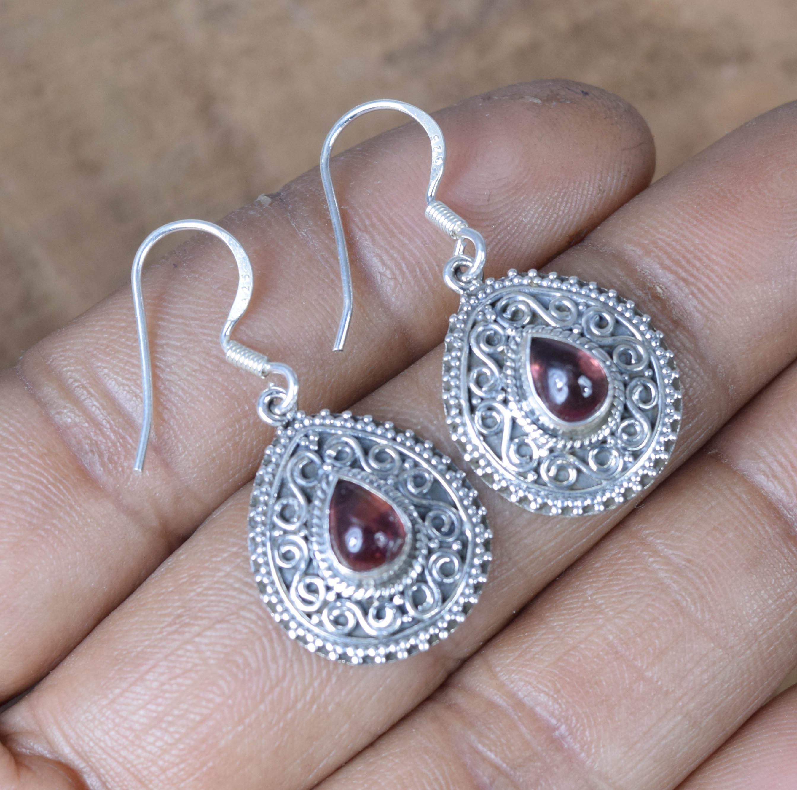 Pink Tourmaline Sterling Silver Hook Earrings: October Birthstone