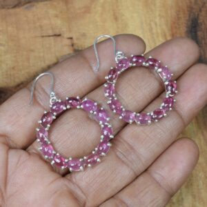 Pink Tourmaline Sterling Silver Hook Earrings: October Birthstone