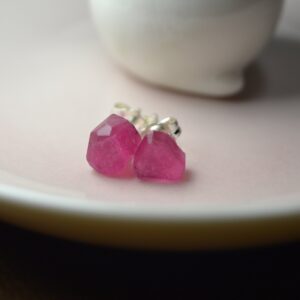Pink Tourmaline Studs In Sterling Silver, 14k Gold // Rubellite Tourmaline // Tourmaline Crystal // October Birthstone // Crystal Posts