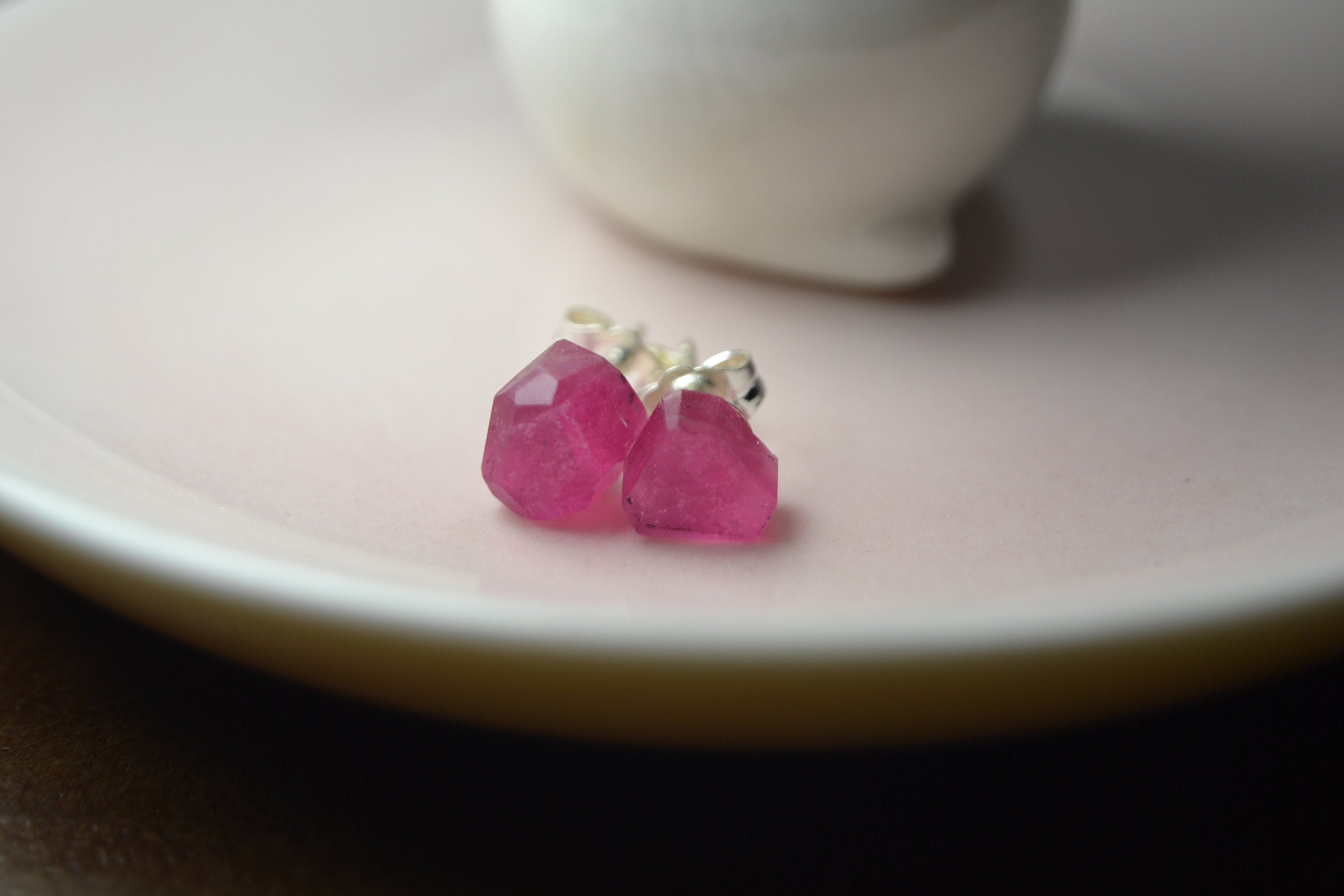 Pink Tourmaline Studs In Sterling Silver, 14k Gold // Rubellite Tourmaline // Tourmaline Crystal // October Birthstone // Crystal Posts Pink Tourmaline Studs In Sterling Silver, 14k Gold // Rubellite Tourmaline // Tourmaline Crystal // October Birthstone // Crystal Posts