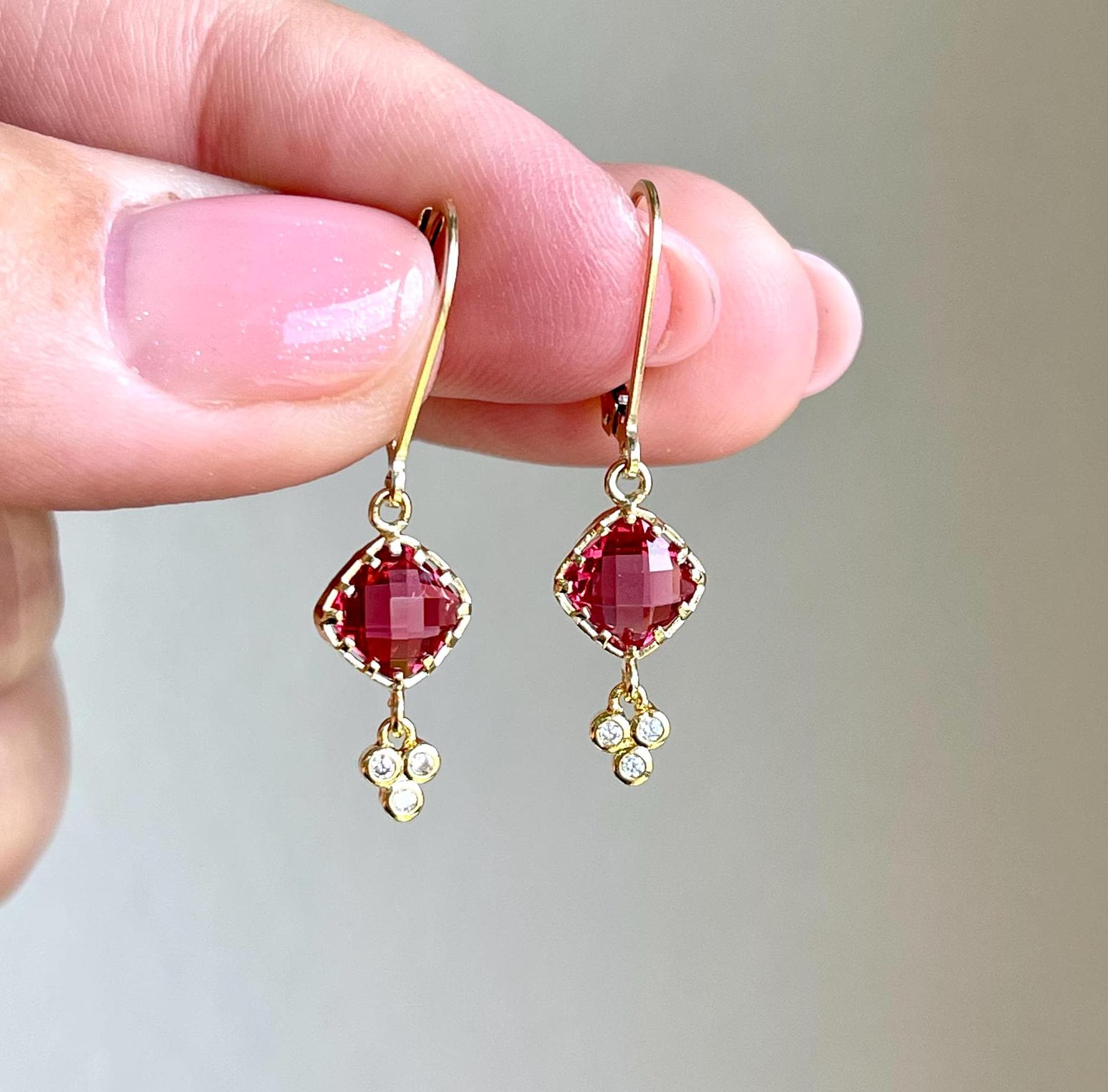Pink Tourmaline Earrings, Tiny Hot Pink Diamond Shape Earrings, Small Fuchsia Drops Gold Or Silver, Elegant Minimalist Earrings Gift For Her Pink Tourmaline Earrings, Tiny Hot Pink Diamond Shape Earrings, Small Fuchsia Drops Gold Or Silver, Elegant Minimalist Earrings Gift For Her