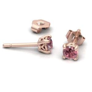 Tiny Pink Tourmaline Stud Earrings October Birthstone Push Present, Lifetime Care Plan Included, Genuine Gemstones Ls7076