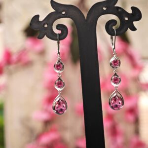 Unique Pink Tourmaline Earrings For Her Pear Shape Pink Tourmaline Gemstone Earrings 925 Rose Gold Wedding Earrings Teardrop Dangle Earrings
