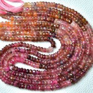 13 Inch Strand Natural Pink Tourmaline Rondelles 4mm To 5mm Faceted Rondelles Beads Gemstone Beads Superb Tourmaline Beads Jewelry No4266