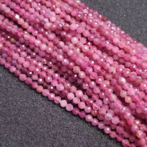 2mm-4mm Natural Pink Tourmaline Faceted Small Size Beads, Small Size Tourmaline Beads Wholesale Bulk Supply,15 Inches One Starand