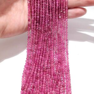 2mm-4mm Natural Pink Tourmaline Faceted Small Size Beads, Small Size Tourmaline Beads Wholesale Bulk Supply,15 Inches One Starand