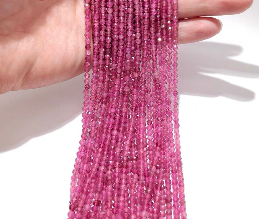 2mm-4mm Natural Pink Tourmaline Faceted Small Size Beads, Small Size Tourmaline Beads Wholesale Bulk Supply,15 Inches One Starand 2mm-4mm Natural Pink Tourmaline Faceted Small Size Beads, Small Size Tourmaline Beads Wholesale Bulk Supply,15 Inches One Starand
