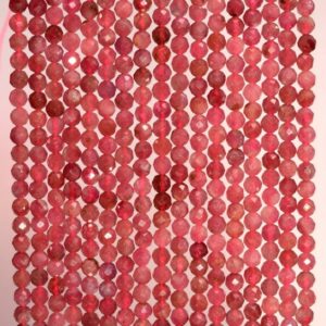 2MM Pink Tourmaline Gemstone Rubylite Grade AAA Micro Faceted Round Loose Beads 15.5 inch Full Strand (80007153-A244)