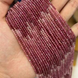 2mm Natural Pink Tourmaline Faceted Beads,Faceted Small Size Pink Tourmaline Beads,One Strand 15" 2mm Natural Pink Tourmaline Faceted Beads,Faceted Small Size Pink Tourmaline Beads,One Strand 15"