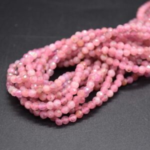 3mm Pink Tourmaline Gemstone Faceted Round Beads - 15" Strand