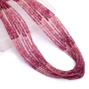 Pink Tourmaline 3mm Faceted Rondelle Beads | 16inch Strand | Aaa+ Natural Multi Tourmaline Semi Precious Gemstone Loose Beads For Jewelry