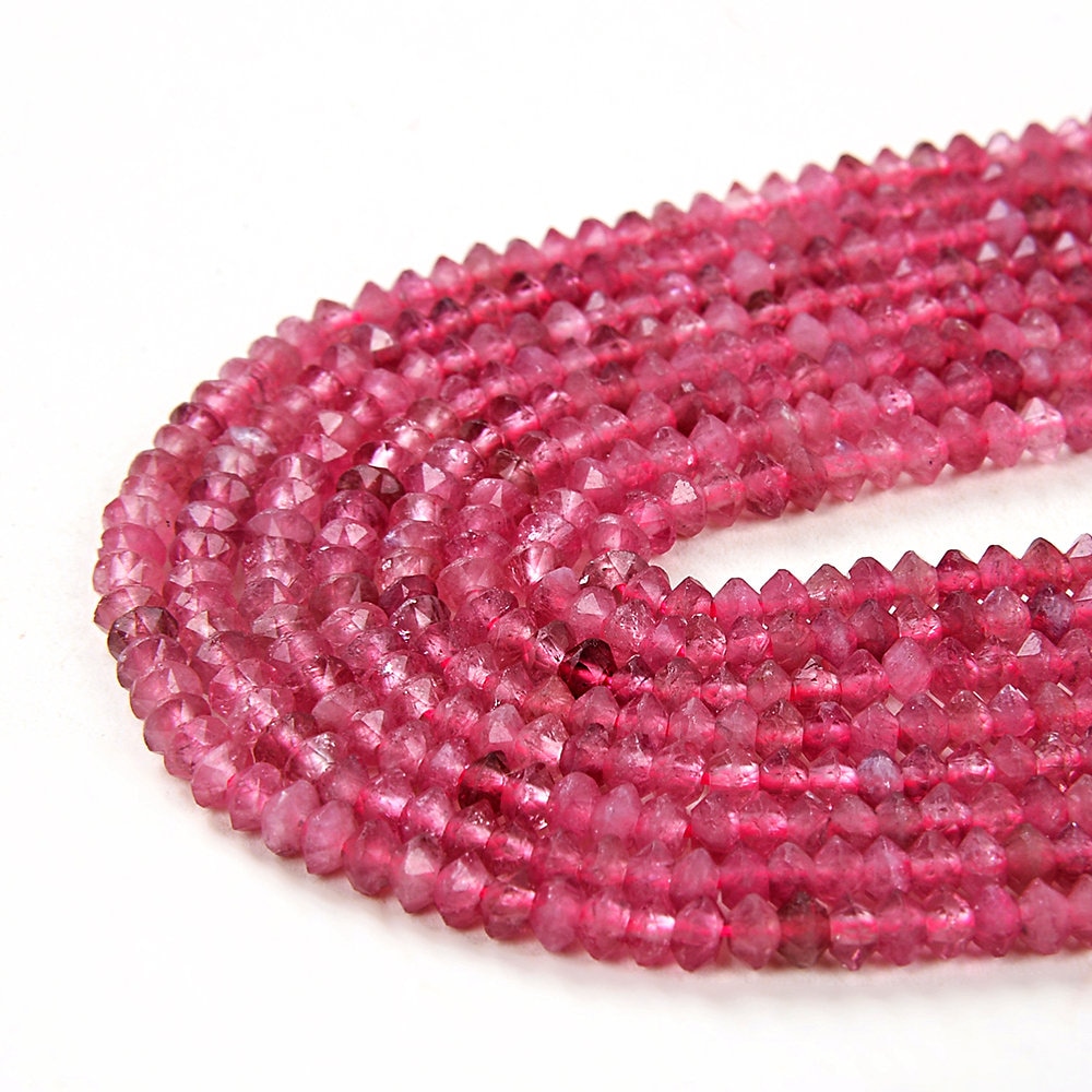 3x2mm Pink Tourmaline Gemstone Grade Aaa Bicone Faceted Rondelle Saucer Loose Beads (p2) 3x2mm Pink Tourmaline Gemstone Grade Aaa Bicone Faceted Rondelle Saucer Loose Beads (p2)