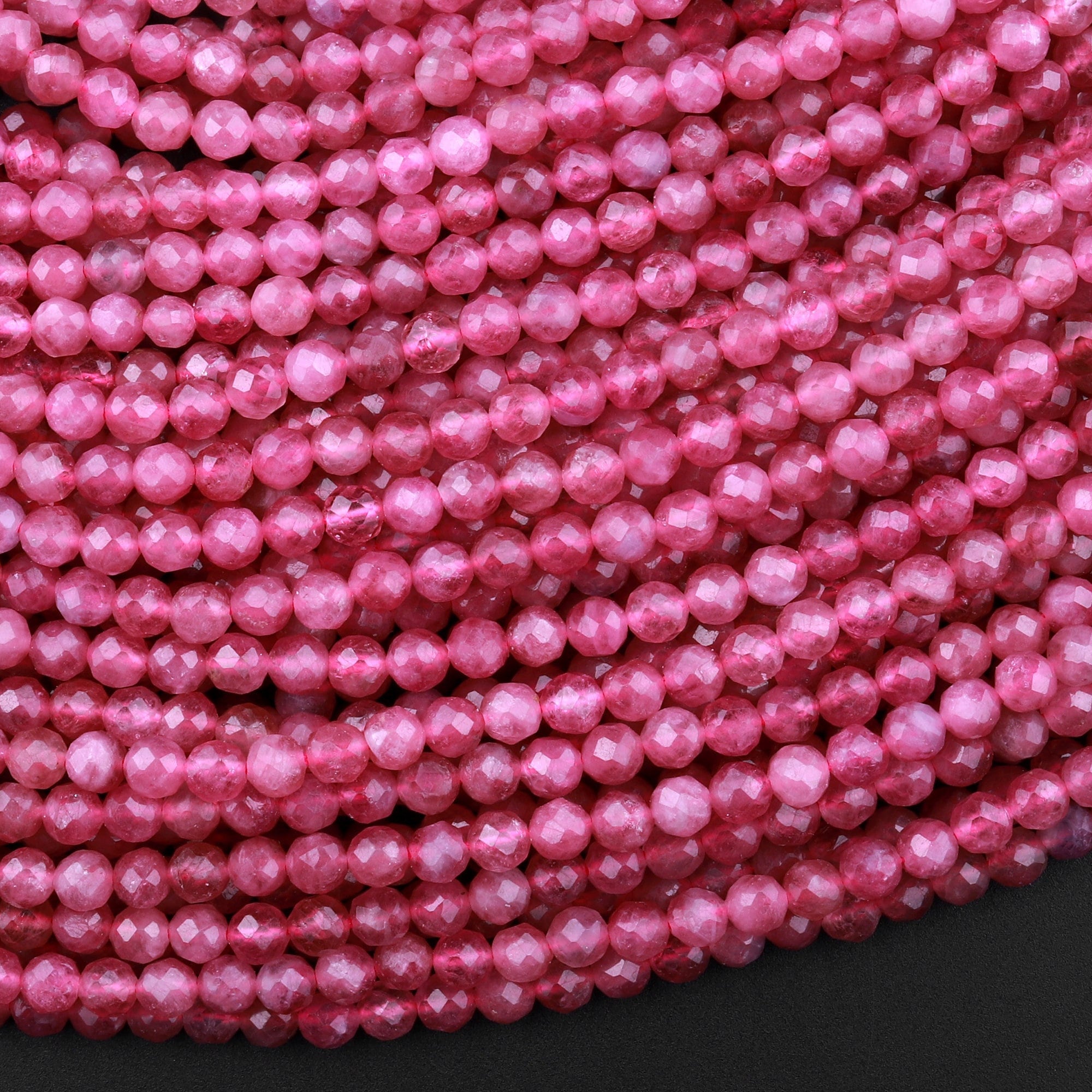 Aaa+ Micro Faceted Natural Pink Tourmaline Faceted 2mm 3mm 4mm Round Beads Diamond Cut Gemstone 15.5" Strand Aaa+ Micro Faceted Natural Pink Tourmaline Faceted 2mm 3mm 4mm Round Beads Diamond Cut Gemstone 15.5" Strand