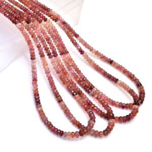 Aaa+ Multi Pink Tourmaline 3mm-5mm Faceted Rondelle Beads | 18inch Strand | Natural Pink Tourmaline Semi Precious Gemstone Beads For Jewelry