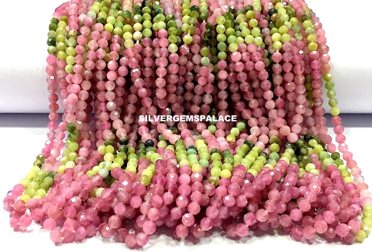 Aaa+ Natural Pink Tourmaline Faceted Round Ball Beads 3.5mm Tourmaline Round Beads Wholesale Tourmaline Gemstone Beads Total 38 Strands.