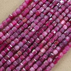 Pink Tourmaline Beads (Cube)(Faceted)(2x2mm)(15"Strand)
