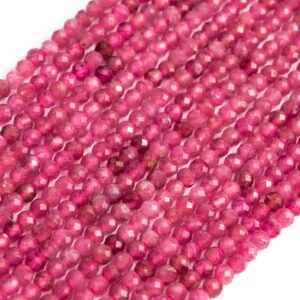 Genuine Natural Pink Tourmaline Loose Beads Brazil Grade Aaa Faceted Round Shape 3mm